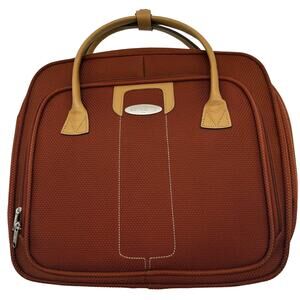 Samsonite‎ burnt orange tweed footed briefcase laptop bag carry on leather strap